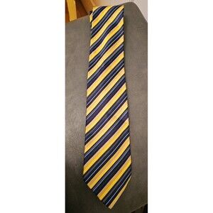 Italo Ferretti Silvi Marina Silk Necktie Luxury Yellow Blue Stripe Handmade
